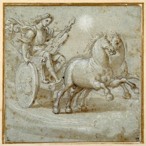 Apollo seated in his chariot with his viol
