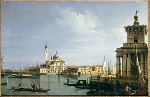 The Island of San Giorgio Maggiore, Venice, with the Punta della Dogana and Numerous Vessels by Giovanni Antonio Canal