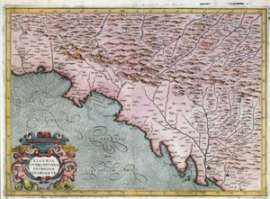 Map of Eastern Liguria Region, by Giovanni Antonio Magini, Bologna, Copper Engraving