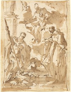 The Madonna and Child in Glory with Saint Theodore and a Monastic Saint