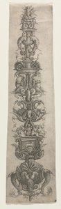 Upright Arabesque with Masks, Cupids and Nereids