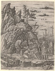 The Entombment with Three Birds by Giovanni Antonio da Brescia, after Andrea Mantegna