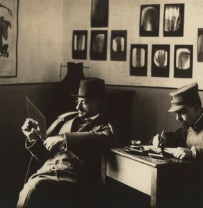 Alfredo Trombetta Radiologist with a Man in Military Uniform, in the Radiological Department of the Military Hospital in Campobasso