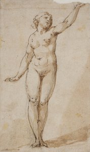 Standing Nude Woman Raising Her Left Arm