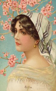 Portrait of a woman with a tree in blossom