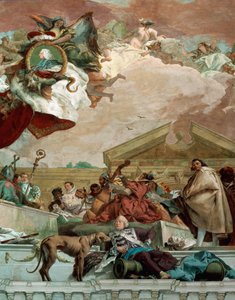 Fresco of the Staircase in the Wuerzburg Residence Shows Architect Balthasar Neumann and a Cannon