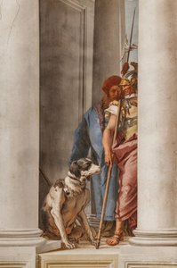Palazzina (Small Building), the Entrance Hall: "The Greek Fleet in Aulide" (detail representing a dog and a soldier)