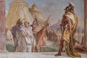 Eurybates and Talthybius leading Briseis to Agamemnon (detail)