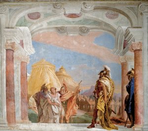 Eurybates and Talthybius leading Briseis to Agamemnon