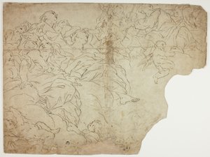Saints, or Allegorical Figures and Putti on Clouds by Giovanni Battista Beinaschi