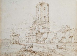 Figures in front of an Aqueduct by Giovanni Battista Busiri