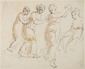 A Seated and Three Dancing Nymphs by Giovanni Battista Cipriani