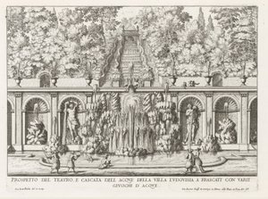 Cascade and Teatro delle Acque in the Gardens of the Villa Torlonia in Frascati by Giovanni Battista Falda