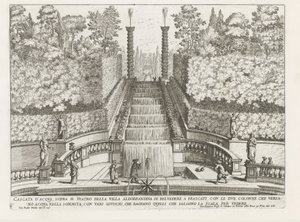 Cascade in the Gardens of Villa Aldobrandini in Frascati (Fontane delle ville di Frascati) by Giovanni Battista Falda