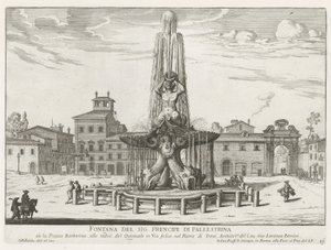 Triton Fountain on Piazza Barberini in Rome by Giovanni Battista Falda