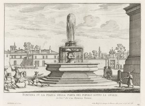 Fountain on Piazza del Popolo in Rome by Giovanni Battista Falda