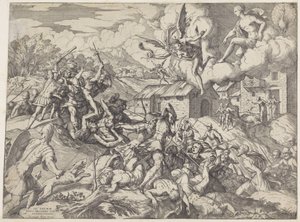 Soldiers of Aeneas Fighting with Servants of King Latinus by Giovanni Battista Fontana
