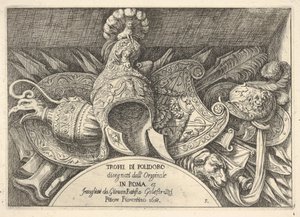 Plate 5: Trophies of Roman Arms from Decorations Above the Windows on the Second Floor by Giovanni Battista Galestruzzi