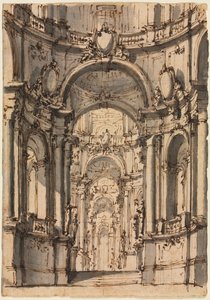 Design for a Stage Set: Interior of a Palace with Arcades by Giovanni Battista III Natali