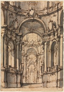 Design for a Stage Set: Interior of a Palace with Arcades by Giovanni Battista III Natali