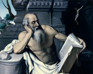 St Jerome Meditating or Reading by Giovanni Battista Moroni
