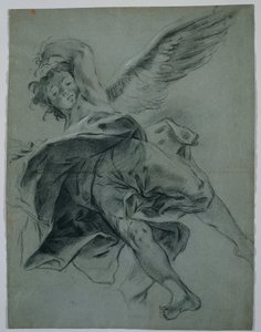 A Flying Angel (recto), Studies of Hands Playing Instruments (verso) by Giovanni Battista Piazzetta