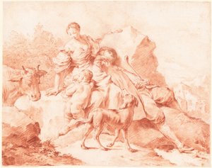 A Shepherd Family Resting by Giovanni Battista Piazzetta