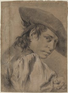 A Young Man in a Broad Hat by Giovanni Battista Piazzetta