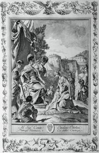 Armida in Front of Goffredo, engraving for Canto III of Jerusalem Delivered by Giovanni Battista Piazzetta
