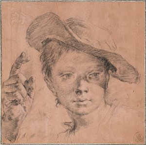 Boy Pointing with Raised Right Hand by Giovanni Battista Piazzetta