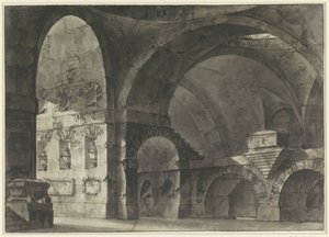 Interior of a Large Antique Building with Barrel Vaults and a Dome Substructure