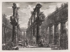 A., B. View of the Remains of the Two Rows of Columns in the Temple of Neptune, Which Laterally Formed the Porticoes in the Cella and Supported the Roof of the Building ... by Giovanni Battista Piranesi