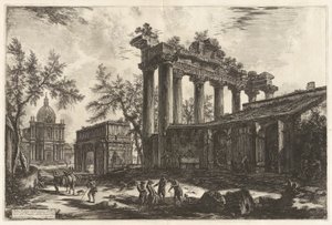 Another View of the Remains of the Pronaos of the Temple of Concord, from Views of Rome by Giovanni Battista Piranesi