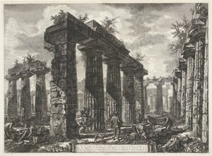 Basilica di Paestum in Paestum (Different Views of the Remains of Three Large Buildings Still Standing in Paestum) by Giovanni Battista Piranesi