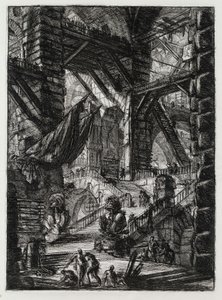 Imaginary Prisons: Staircase with Trophies and Two Flags by Giovanni Battista Piranesi