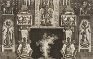 Chimneypiece in the Egyptian Style: Groups of Three Crouching Figures on Each Jamb by Giovanni Battista Piranesi