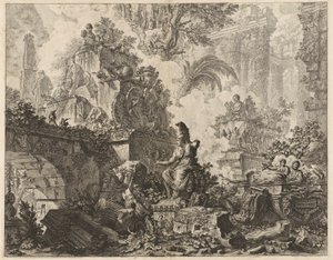 Frontispiece, Fantasy of Ruins with a Statue of Minerva in the Center Foreground, from Vedute di Roma (Views of Rome)