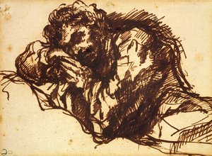 Half length portrait of a man bending over by Giovanni Battista Piranesi
