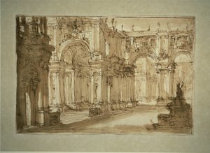 Palatial Courtyard with a Fountain