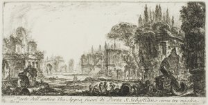 Part of the Ancient Appian Way about Three Miles Outside Porta S. Sebastiano, plate 19 from Some Views of Triumphal Arches and Other Monuments by Giovanni Battista Piranesi