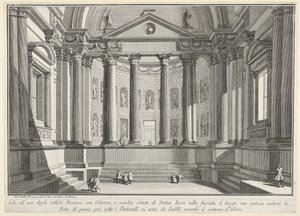 Plate 9: Colonnaded Hall According to the Custom of the Ancient Romans, from "Part One of Architecture and Perspectives: Drawn and Etched by Gio. Batt