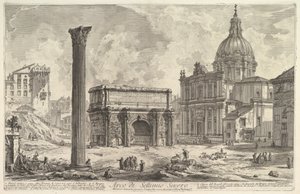 The Arch of Septimius Severus, with the Church of S. Martina on the right, from "Vedute di Roma" by Giovanni Battista Piranesi