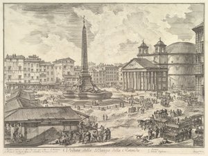 The Piazza della Rotonda, with the Pantheon and Obelisk (View of the Piazza della Rotonda), from "Views of Rome"