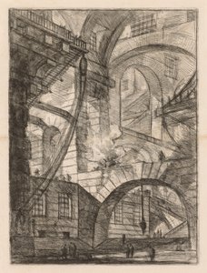 The Prisons: A Perspective of Arches with a Smoking Fire by Giovanni Battista Piranesi