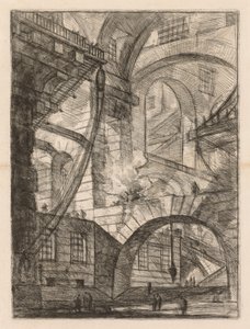 The Prisons: A Perspective of Arches with a Smoking Fire by Giovanni Battista Piranesi