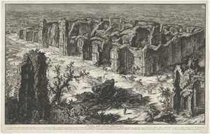 Baths of Caracalla in Rome Rovine delle Terme Antoniniane (title on object) Views of Rome (series title) Vedute di Roma disegnate ed incise da Giambattista Piranesi architetto Veneziano (series title) by Giovanni Battista Piranesi