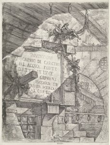 Title Print with View in Dungeon and Title on Wall by Giovanni Battista Piranesi