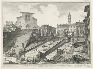 Steps to Piazza del Campidoglio and Santa Maria in Aracoeli in Rome (series title: Views of Rome) by Giovanni Battista Piranesi