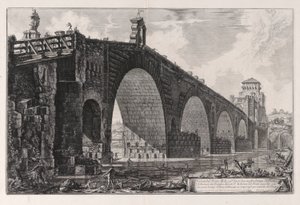 View of the Milvian Bridge Over the Tiber Two Miles Outside Rome, from Views of Rome by Giovanni Battista Piranesi