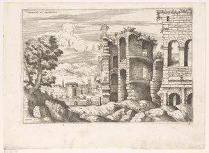 View of the Colosseum and Surroundings in Rome by Giovanni Battista Pittoni (I)